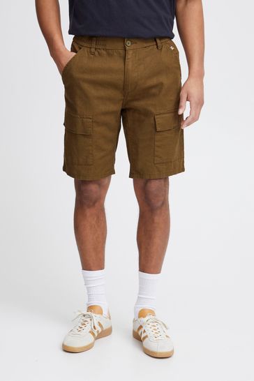 Blend Brown Linen Cargo Shorts