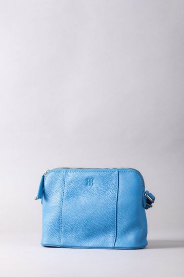 Lakeland Leather Blue Alston Curved Leather Cross-Body Bag