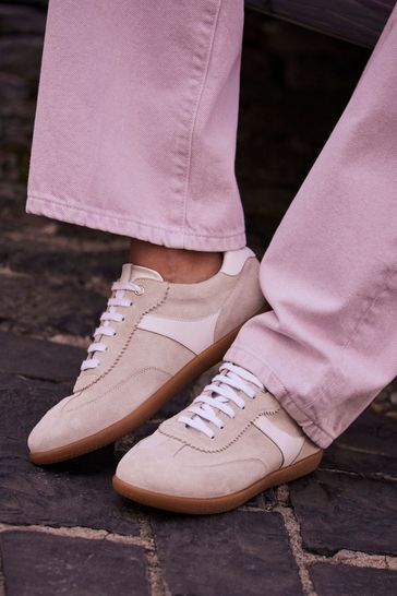 Mint Velvet Cream Suede Side Strip Trainers