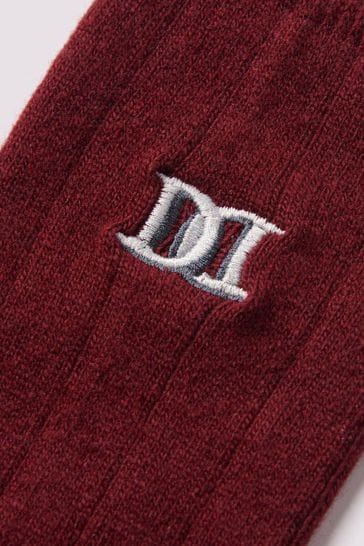 Duchamp Mens Red Chunky Cashmere Mix Rib Socks