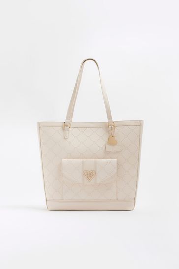 Buy River Island Cream Girls Embossed Pocket Shopper Bag from Next Netherlands