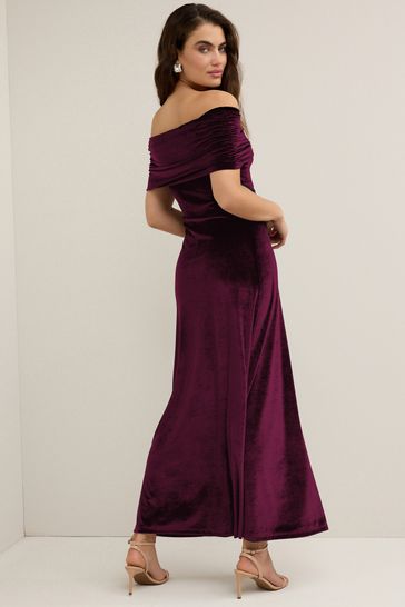 Maroon velvet maxi dress store