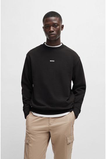 BOSS Black Relaxed-Fit Sweatshirt in Cotton Terry With Contrast Logo