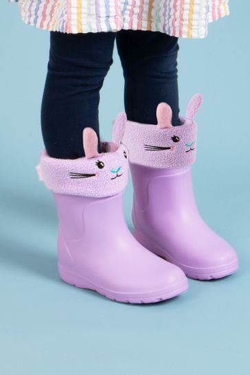 Totes Purple Childrens Bunny Welly Liner Socks