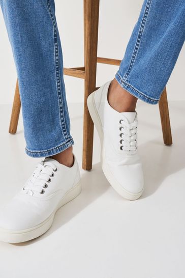 Canvas lace up trainers clearance