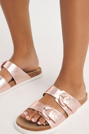 Pink double buckle sandals on sale