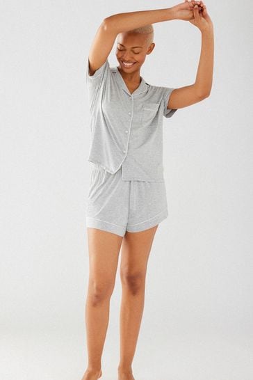 Buy Chelsea Peers Grey Modal Button Up Short Pyjama Set from Next Canada