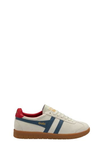 Gola White Mens Hurricane Suede Lace-Up Trainers