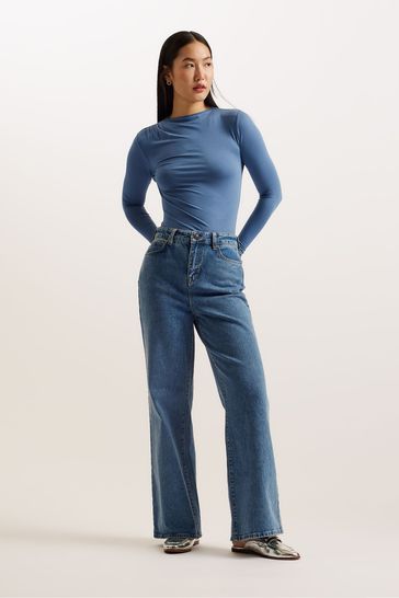 Ted Baker Blue Nass Wide Leg Denim Jeans