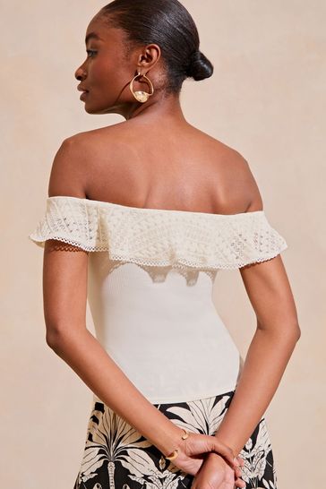 Ruffle bardot top outlet