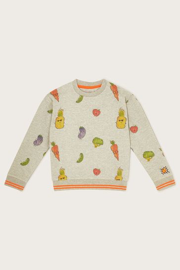 Monsoon Grey Fruit and Vegetable Print Sweatshirt