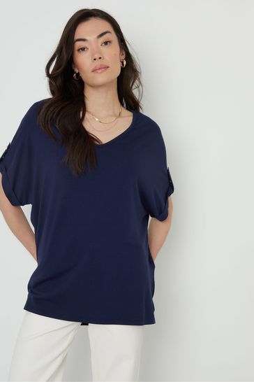 Threadbare Blue Batwing Sleeve V-Neck Tunic Top