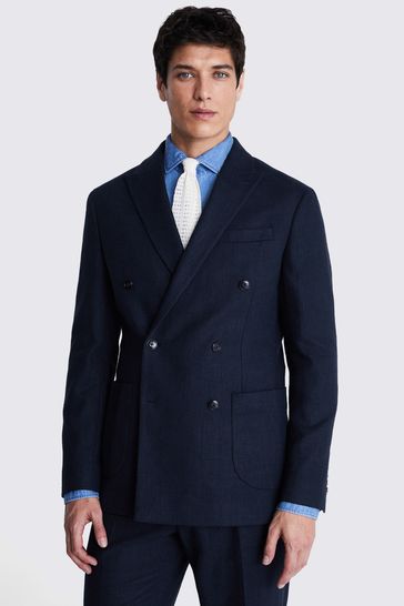 MOSS Tailored Fit Blue Herringbone Jacket
