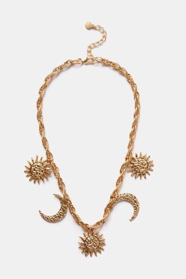 Mint Velvet Gold Tone Charm Necklace