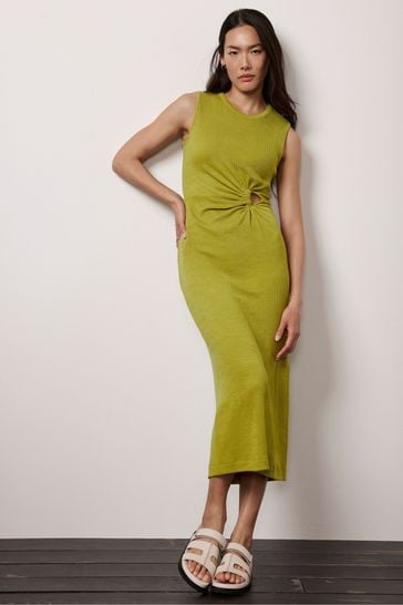 Mint Velvet Green Cutout Jersey Midi Dress