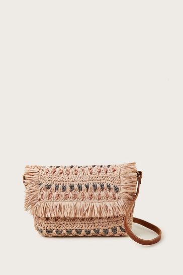 Monsoon Cream Tonal Raffia Cross-Body Bag