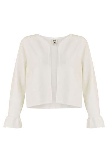 Buy Yumi White Cropped Cardigan With Bell Sleeves from Next Luxembourg