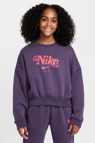 Nike purple cropped sweatshirt sale
