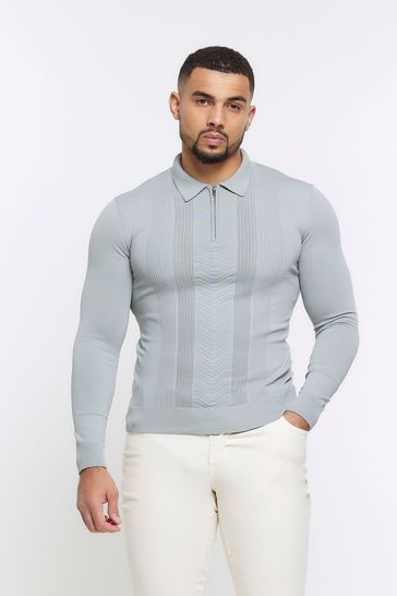 River island muscle fit polo cheap