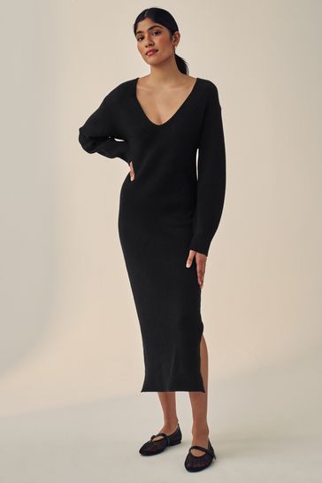 Black long sleeve jumper dress outlet