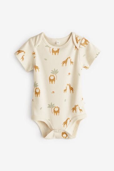 MORI Cream Organic Cotton & Bamboo Giraffe Short Sleeve Bodysuit