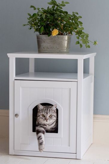 Lords and Labradors White Wooden Cat Washroom