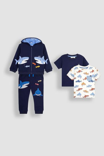 JoJo Maman Bébé Navy 4-Piece Shark Favourites Pack Set