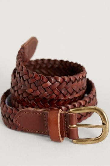 Seasalt Cornwall Brown Intertwined Woven Leather Belt