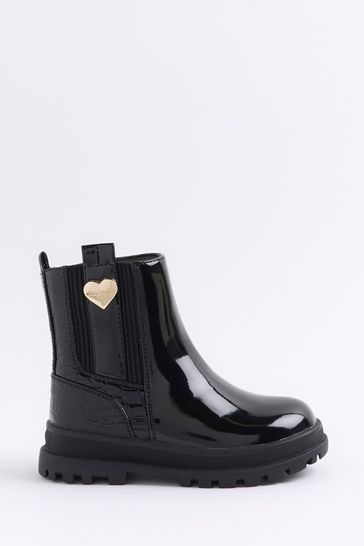 Buy River Island Black Girls Patent Stud Chelsea Boots from Next Bahrain