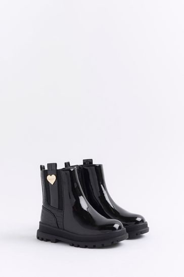 Buy River Island Black Girls Patent Stud Chelsea Boots from Next Bahrain