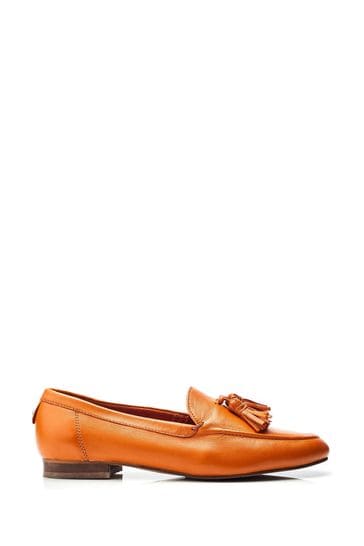 Moda in Pelle Orange Ellmia Clean Loafers With Tassle