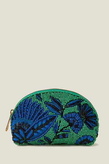 Accessorize Green Hand-Beaded Coin Purse