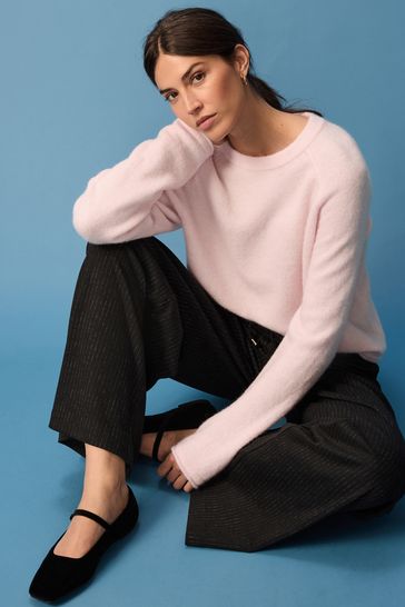 Buy Pink Blush Soft Touch Crew Neck Knitted Jumper with Alpaca from Next Bahrain