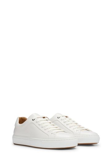 Boss white leather trainers discount