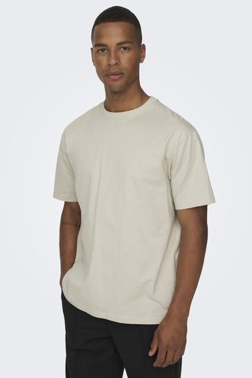 Only & Sons Grey Oversized Heavy Weight T-Shirt