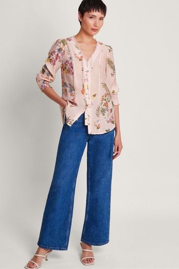 Monsoon Pink Jaquetta Floral Blouse