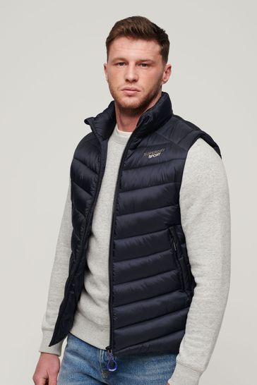 Superdry Blue Non-Hooded Fuji Padded Gilet