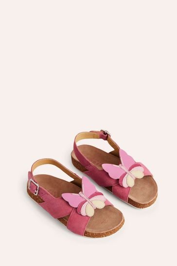 Boden Pink Butterfly Novelty Cross Over Sandals