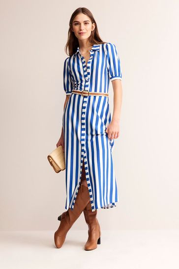 Boden Blue Libby Jersey Midi Shirt Dress