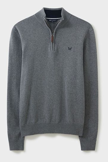 Buy Crew Clothing Grey Quarter Zip Knitted 100 Cotton Jumper from Next Oman