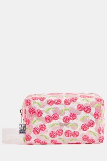 Skinnydip Pink Disco Cherries Makeup Bag