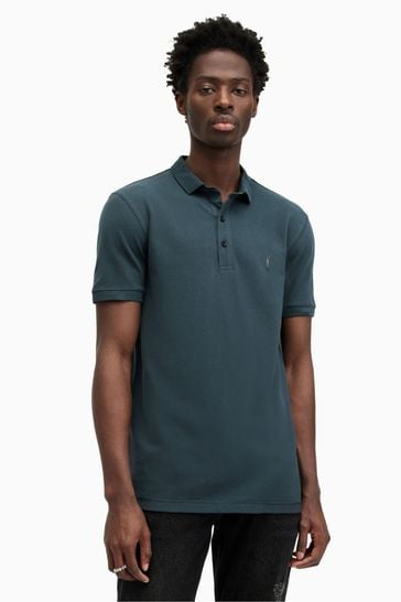 AllSaints Blue Reform Short Sleeve Polo Shirt