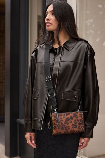 Next black leather jacket cheap