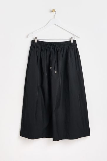 Oliver Bonas Tie Waist Midi Black Skirt