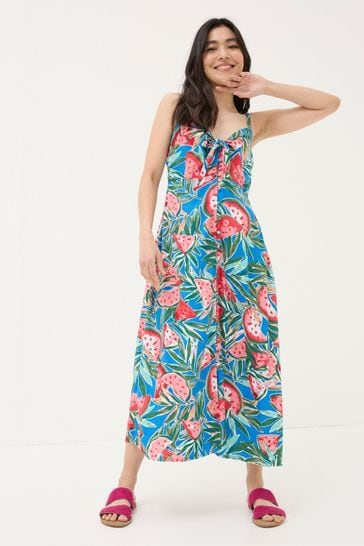 FatFace Blue Phoebe Watermelons Midi Dress