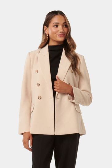 Forever New Natural Petite Immie Double Breasted Blazer