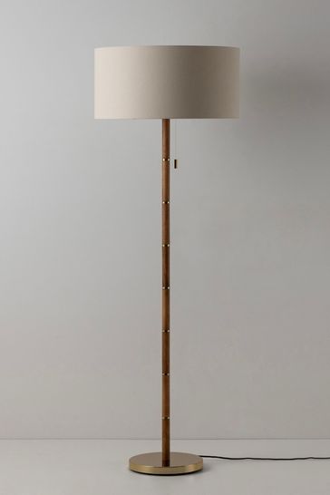 Houseof. Wooden And Brass Disk Floor Lamp