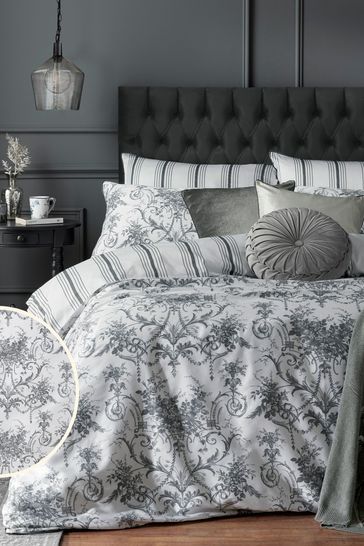 Laura Ashley Charcoal Grey Tuileries Duvet Cover and Pillowcase Set