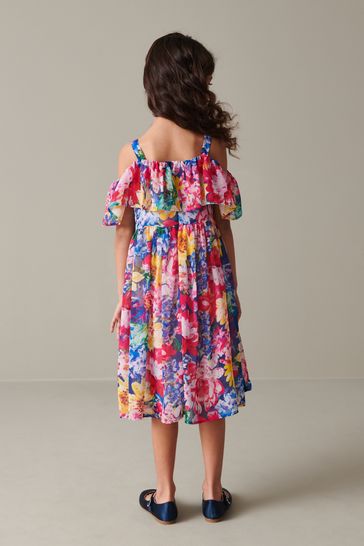 Buy Pink Floral Cold Shoulder Party Dress 3 16yrs from Next Luxembourg