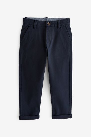 Navy Blue Tapered Loose Fit Stretch Chino Trousers (3-17yrs)